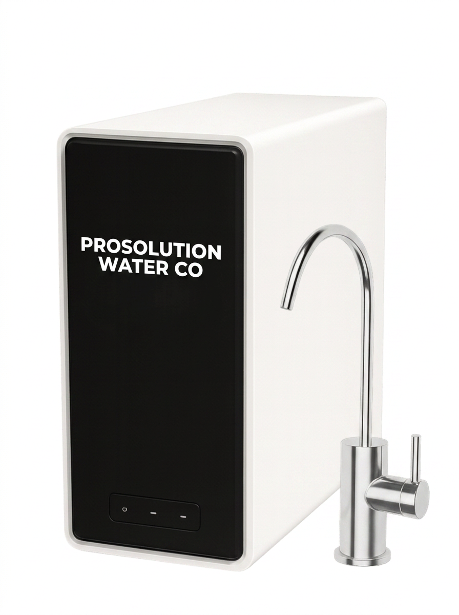 ProSolution Water Co AlkaPro tankless reverse osmosis system with chrome faucet